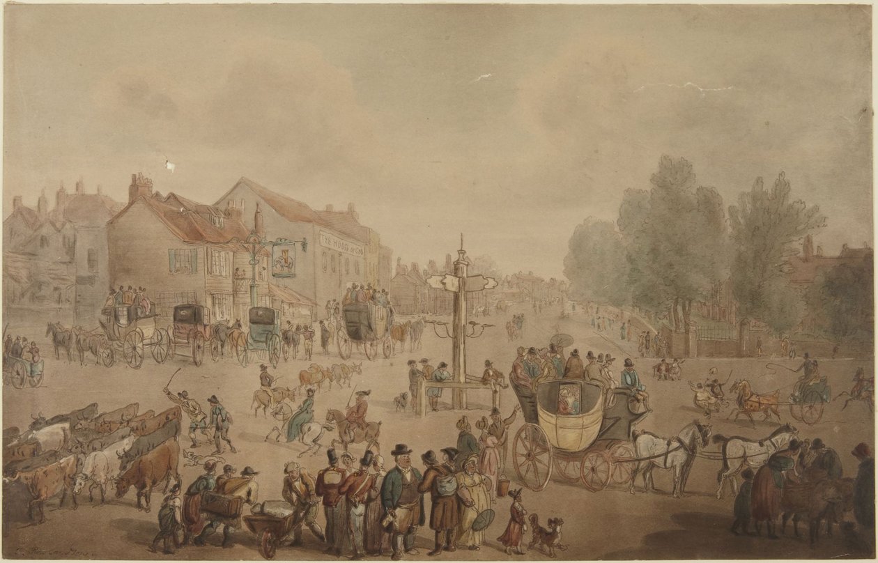 Elephant and Castle Inn, Newington tekijältä Thomas Rowlandson