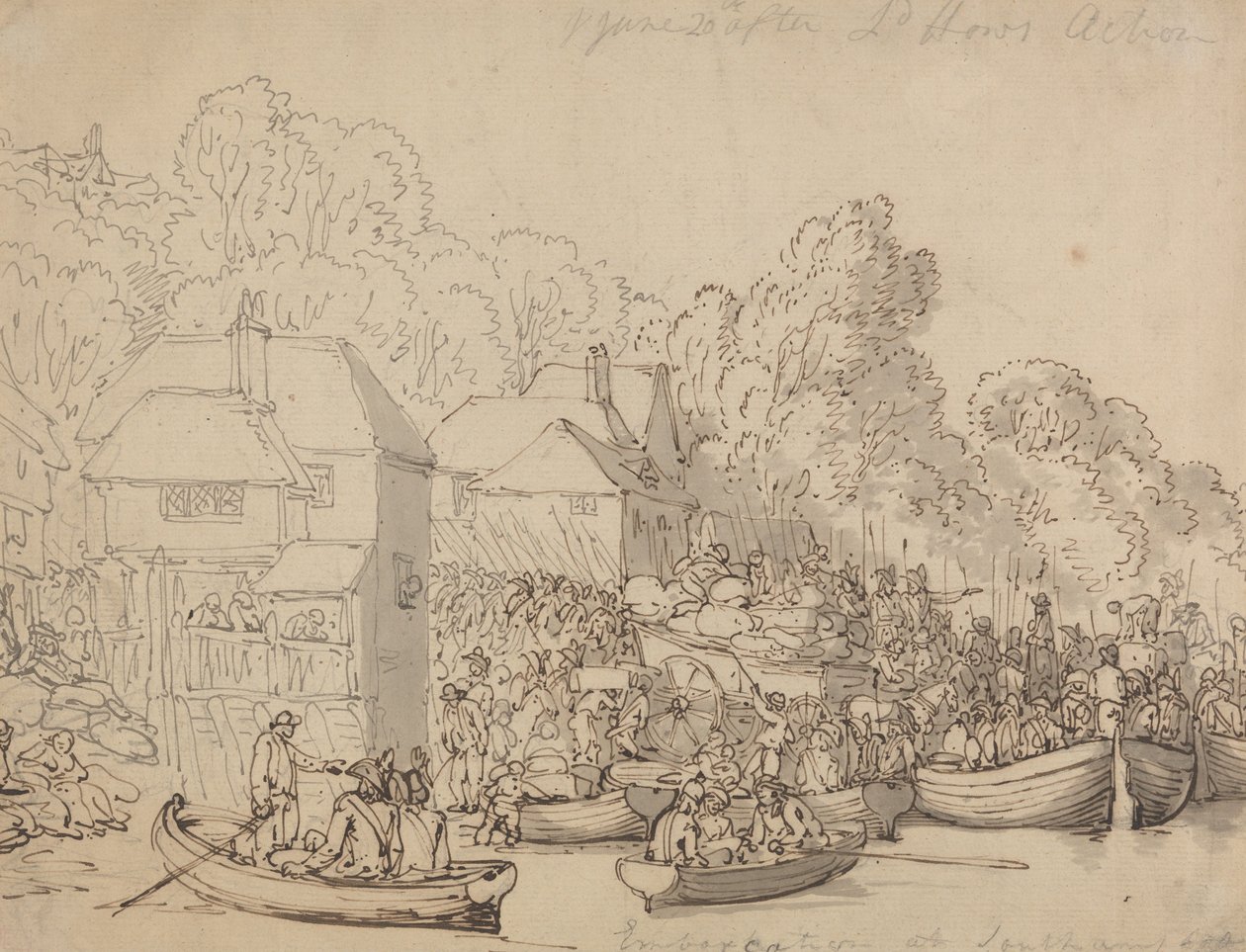 Laivaan nousu Southamptonissa, 20. kesäkuuta 1794 (versio A) tekijältä Thomas Rowlandson