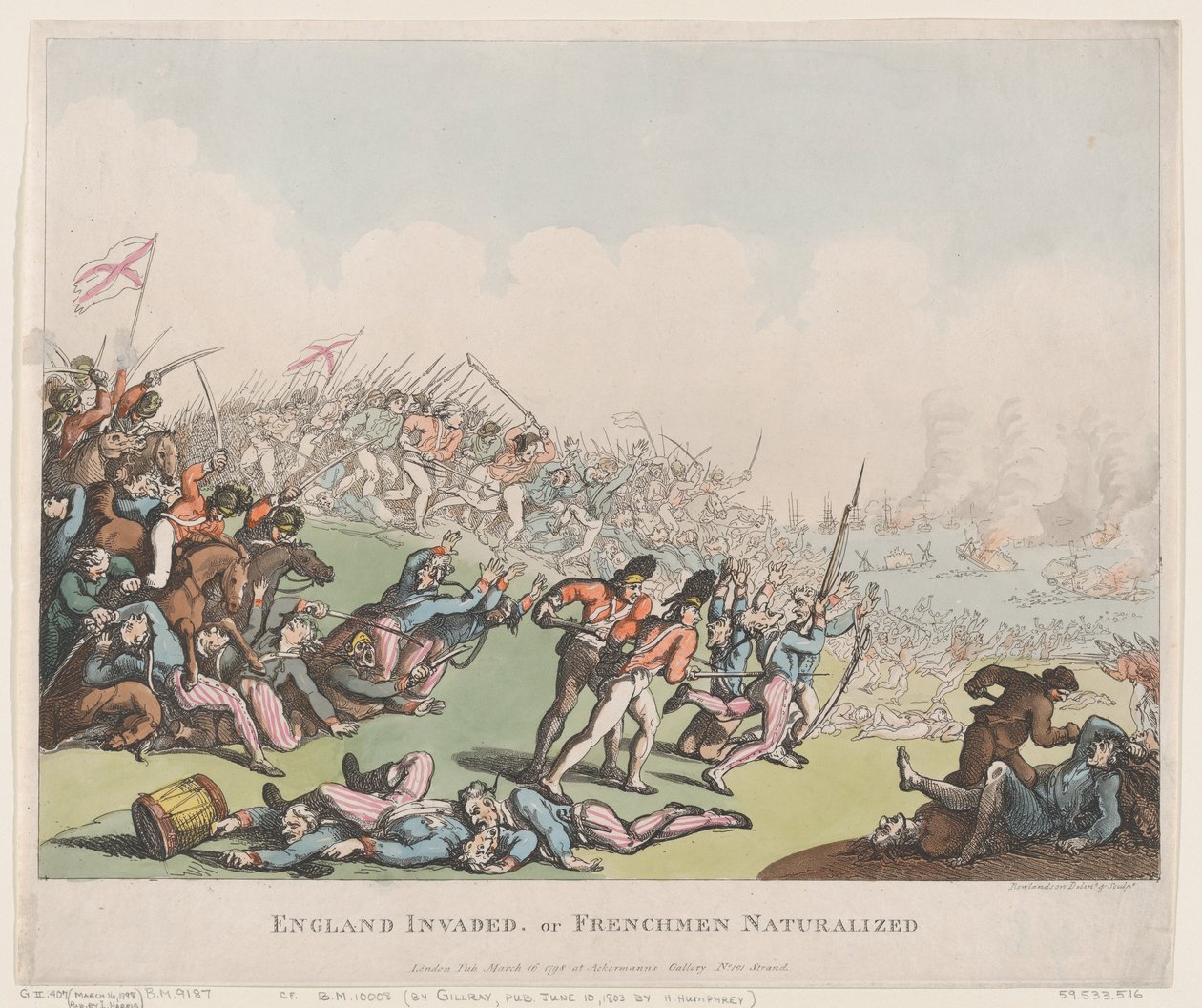 Englanti hyökkäsi, eli ranskalaiset naturalisoituivat, 16. maaliskuuta 1798, 16. maaliskuuta 1798. tekijältä Thomas Rowlandson