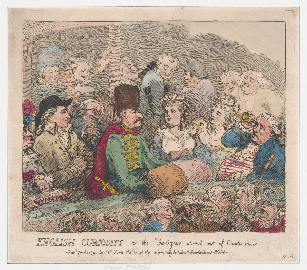 English Curiosity eli The Foreigner Stared Out of Countenance, 1. tammikuuta 1794, 1. tammikuuta 1794. tekijältä Thomas Rowlandson