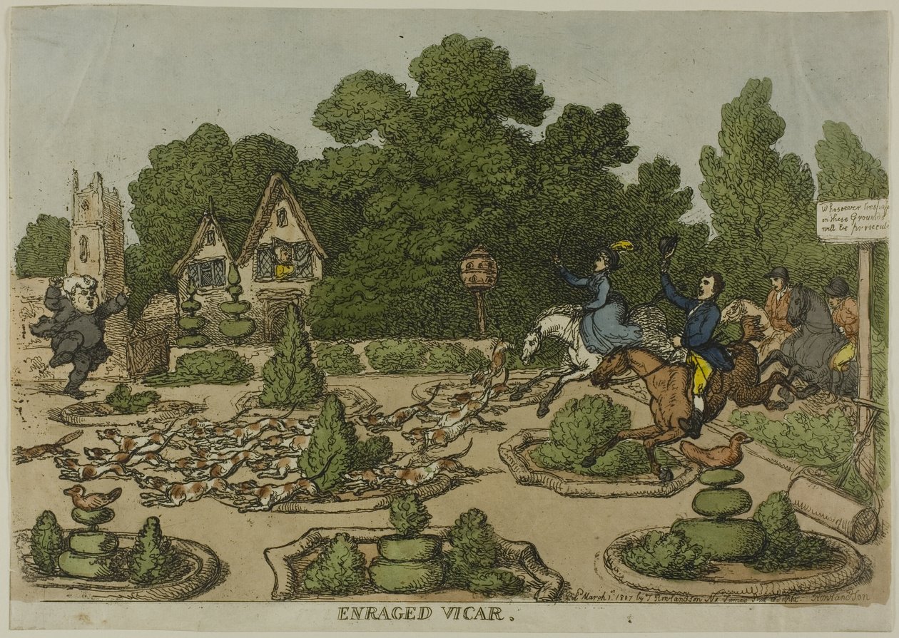 Raivoissaan kirkkoherra, Miseries of Human Lifesta tekijältä Thomas Rowlandson