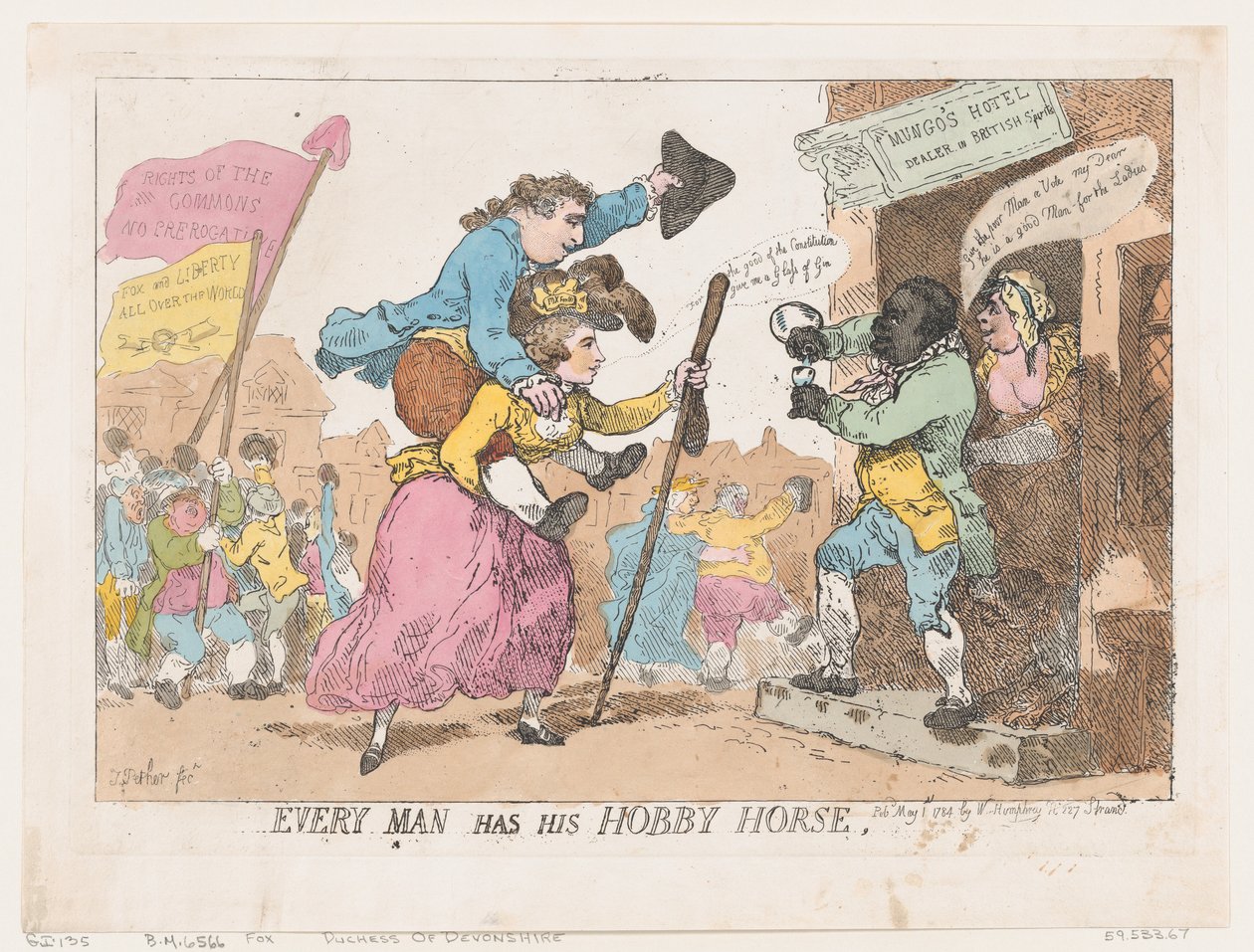 Jokaisella miehellä on harrastushevonen, 1.5.1784., 1.5.1784. tekijältä Thomas Rowlandson