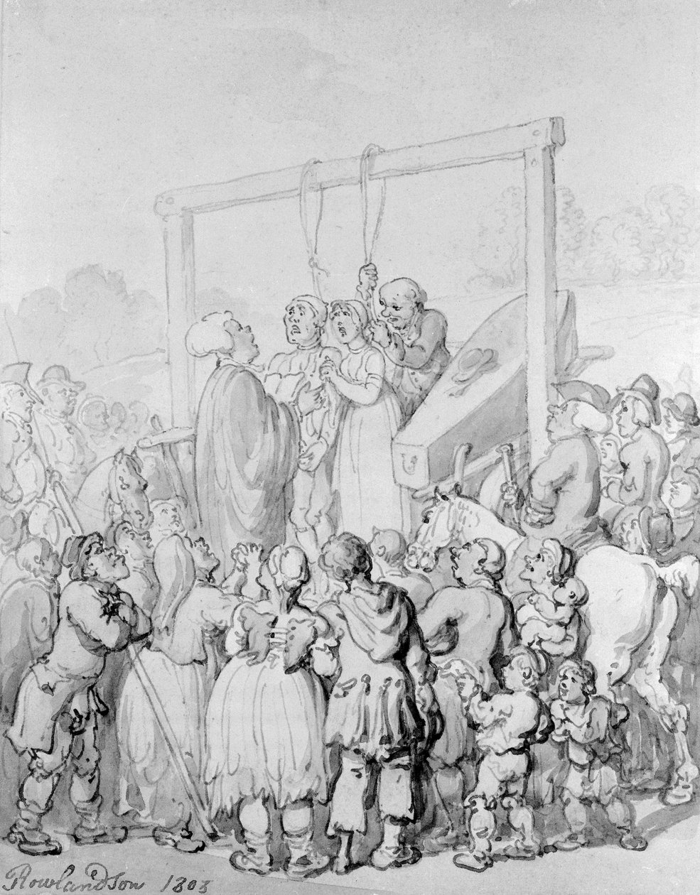 Teloitus Tyburnissa, 1803 tekijältä Thomas Rowlandson