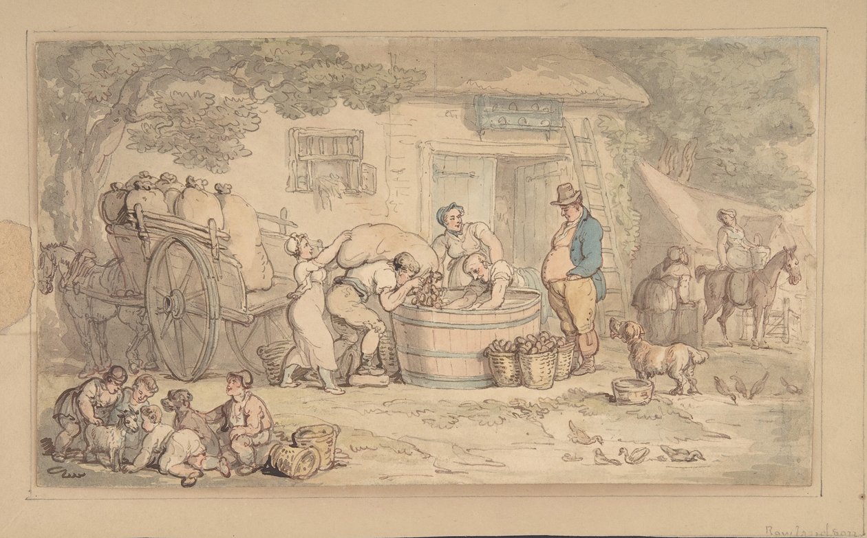 Maanviljelyskohtaus, 1780-1827. tekijältä Thomas Rowlandson