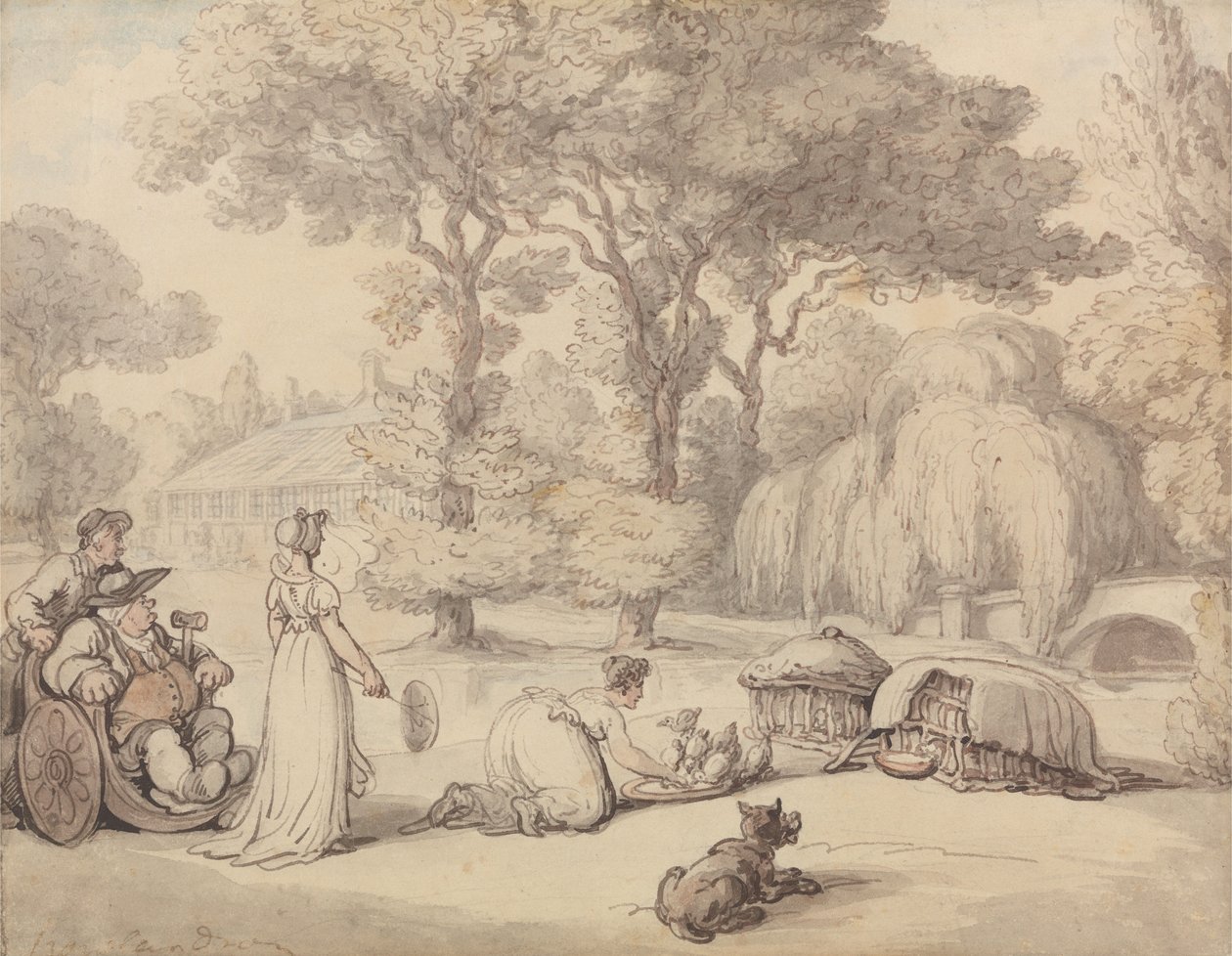 Ankanpoikien ruokkiminen tekijältä Thomas Rowlandson