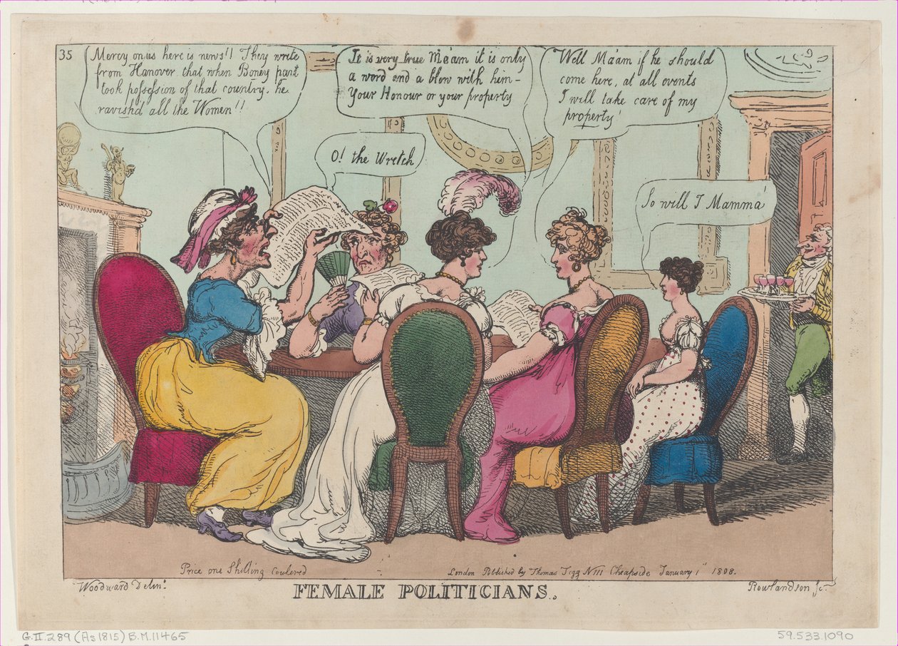 Naispoliitikot, 1. tammikuuta 1808, 1. tammikuuta 1808. tekijältä Thomas Rowlandson