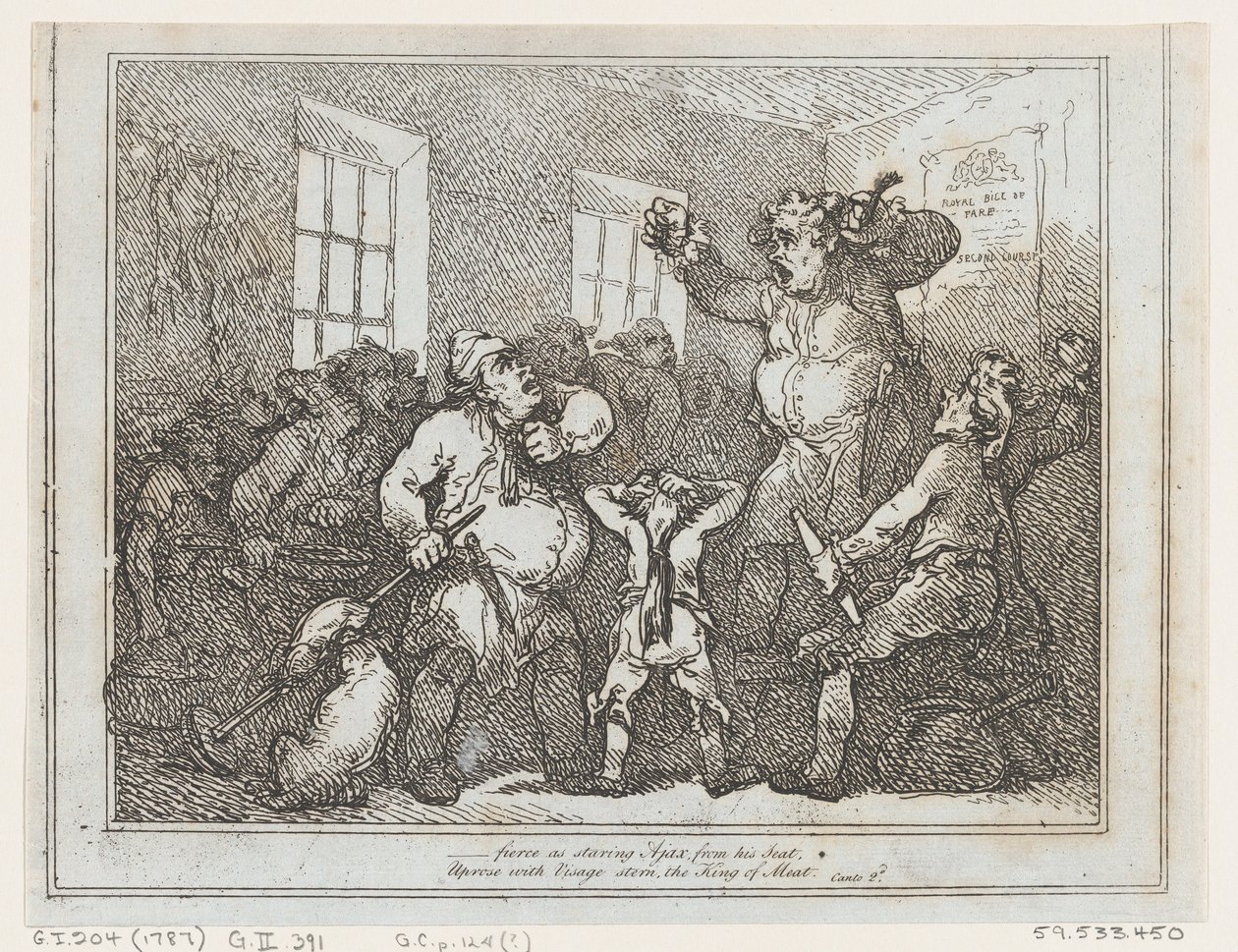 Kiihkeä kuin tuijottaa Ajaxia tältä istuimelta..., 1787., 1787. tekijältä Thomas Rowlandson