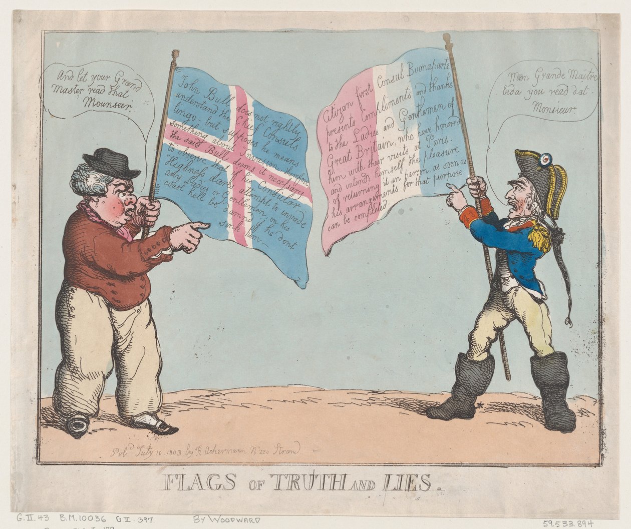 Totuuden ja valheen liput, 10. heinäkuuta 1803, 10. heinäkuuta 1803. tekijältä Thomas Rowlandson