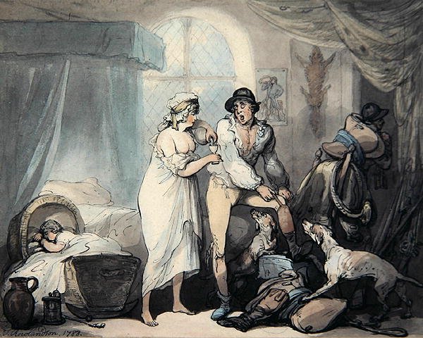 Kello neljä maalla (akvarelli paperille) tekijältä Thomas Rowlandson