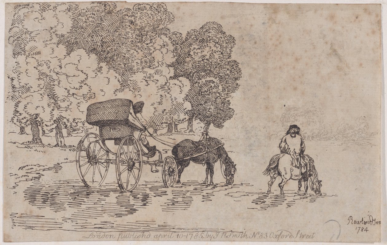 Neljän pyörän tuoli, 10. huhtikuuta 1785, 10. huhtikuuta 1785. tekijältä Thomas Rowlandson
