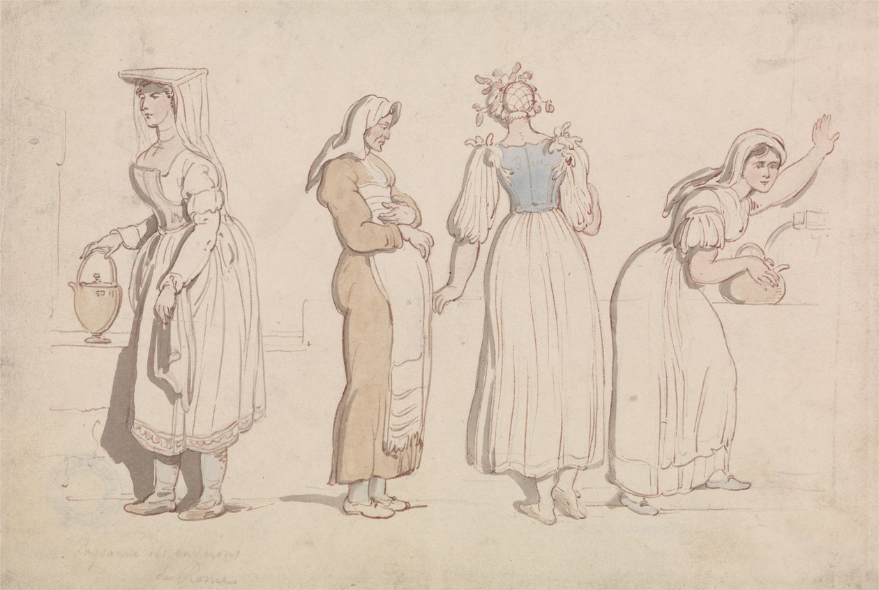 Neljä naista kaivolla Roomassa tekijältä Thomas Rowlandson