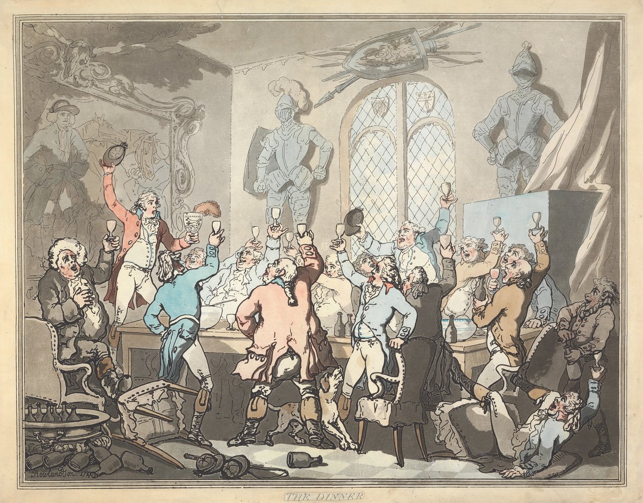 Kettujen metsästys [kuusiosainen sarja]:  6.  Illallinen tekijältä Thomas Rowlandson