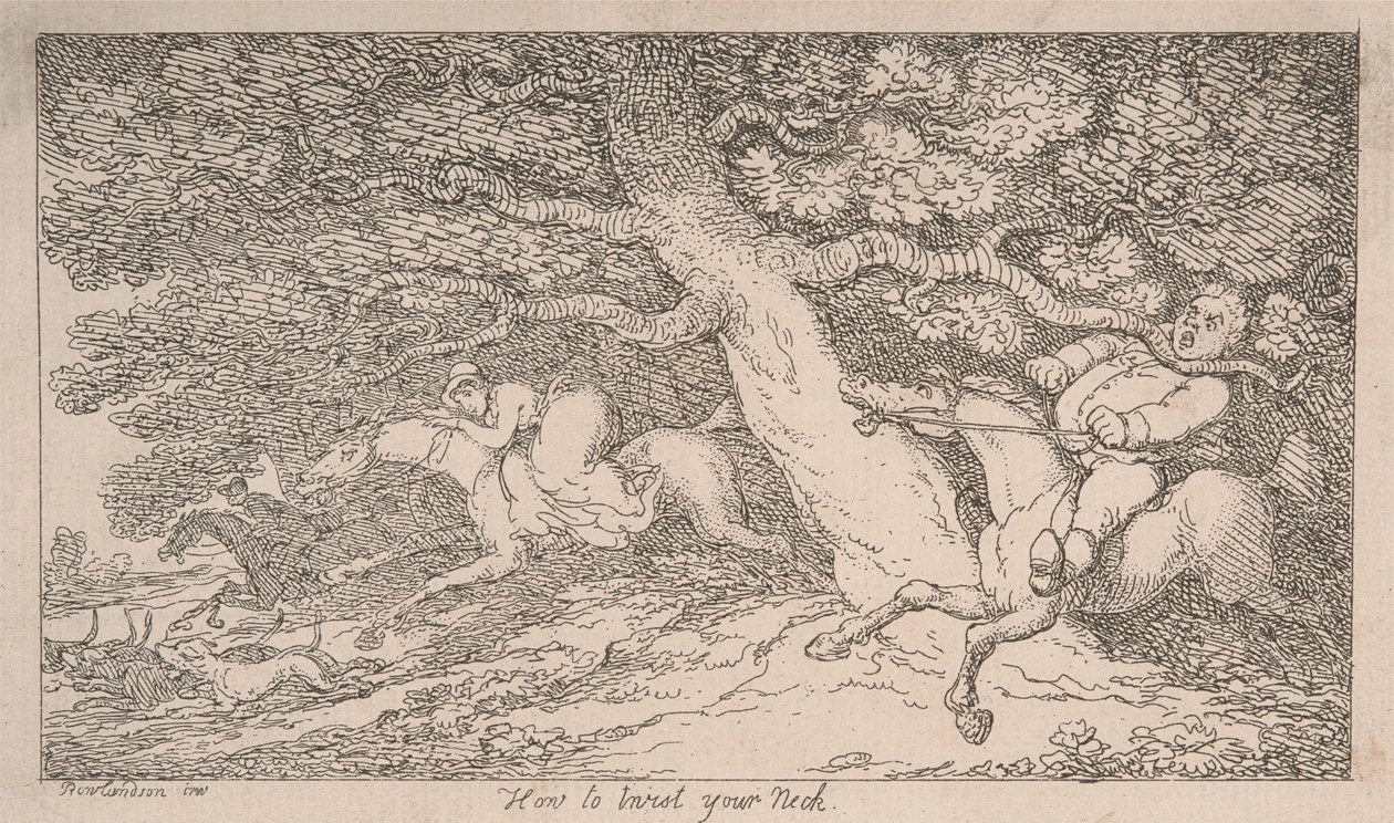 Kettujahdi: Kuinka vääntää kaulasi [teoksesta ”Advice to Sportsmen”] tekijältä Thomas Rowlandson