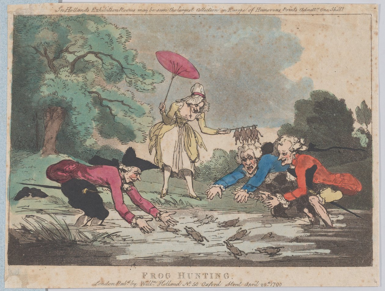 Sammakonmetsästys, 20. huhtikuuta 1790, 20. huhtikuuta 1790. tekijältä Thomas Rowlandson