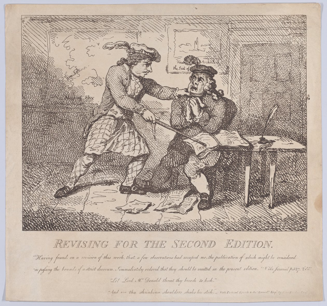 Frontispiece, Revising for the Second Edition Picturesque Beauties of Boswell, P..., 15. kesäkuuta 1786. tekijältä Thomas Rowlandson