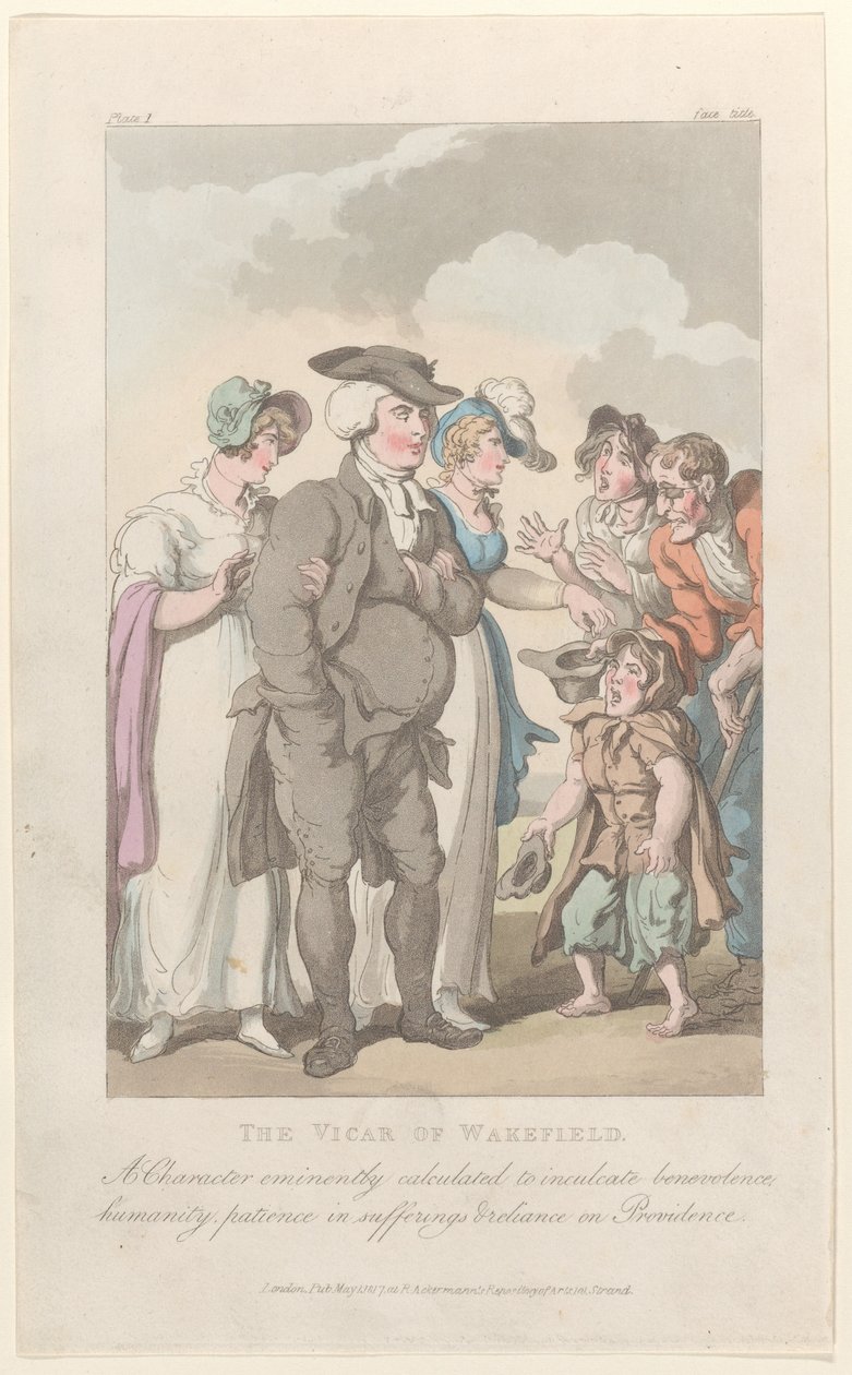 Etukappale: The Vicar of Wakefield, julkaisusta The Vicar of Wakefield, 1.5.1817., 1.5.1817. tekijältä Thomas Rowlandson