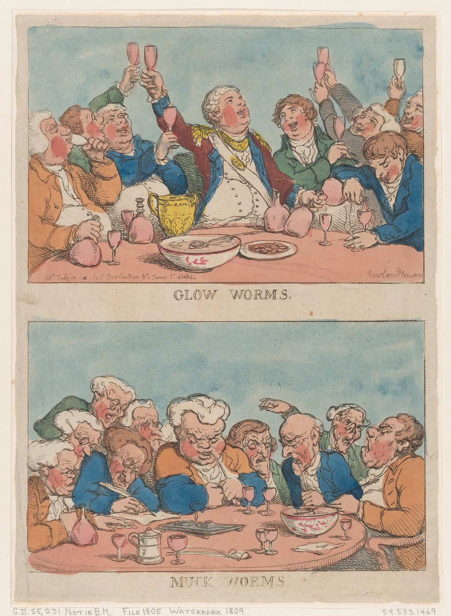 Glow Worms, Muck Worms, 1812., 1812. finlandès tekijältä Thomas Rowlandson