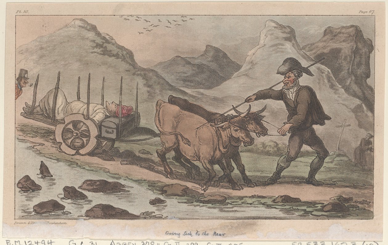 Takana sairaana, elokuvasta The Military Adventures of Johnny Newcome, 1815, 1815. tekijältä Thomas Rowlandson