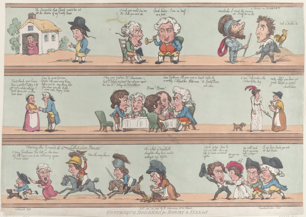Grotesque Borders for Rooms and Halls, [20.11.1800], uusintapainos., [20.11.1800], uusintapainos. tekijältä Thomas Rowlandson