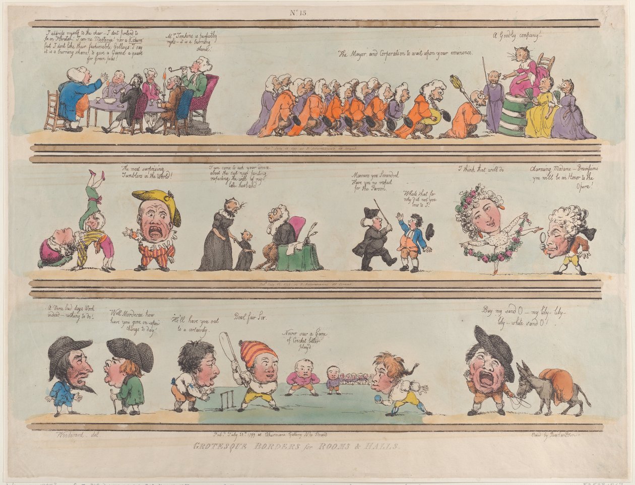 Grotesque Borders for Rooms & Halls, levy 13, 1799., 1799. tekijältä Thomas Rowlandson