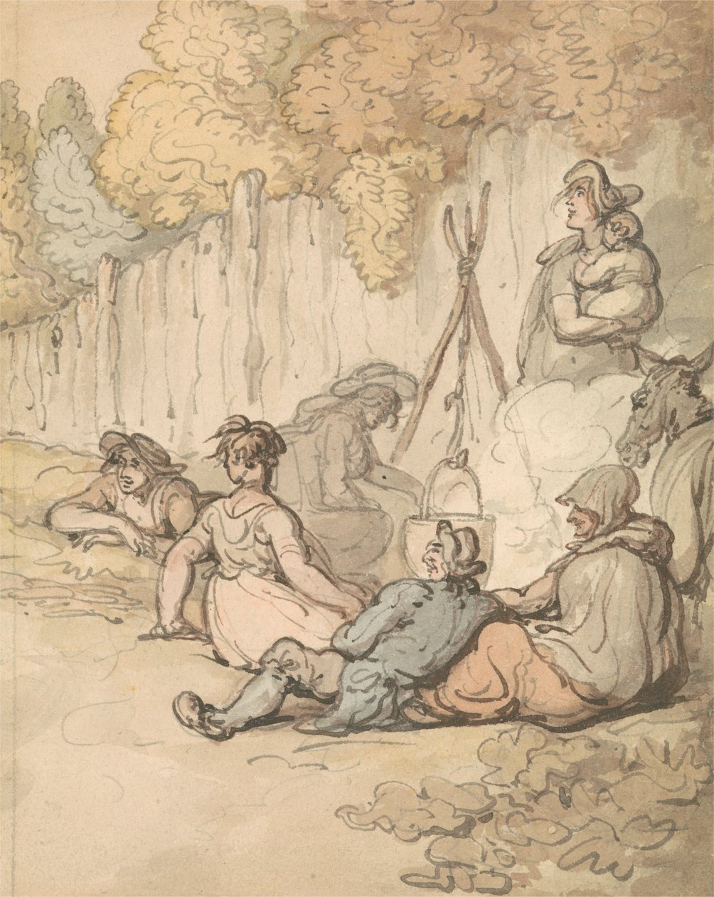 Romanit ruoanlaittoa avotulella tekijältä Thomas Rowlandson