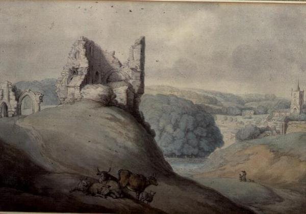 Harborough Castle, Yorkshire tekijältä Thomas Rowlandson