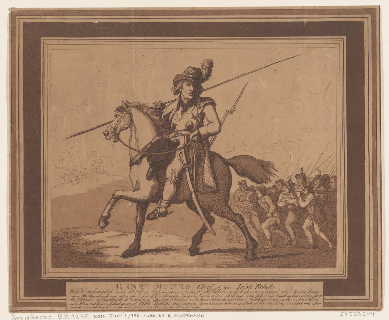Henry Munro, Irlannin kapinallisten päällikkö, 1. heinäkuuta 1798, 1. heinäkuuta 1798. tekijältä Thomas Rowlandson