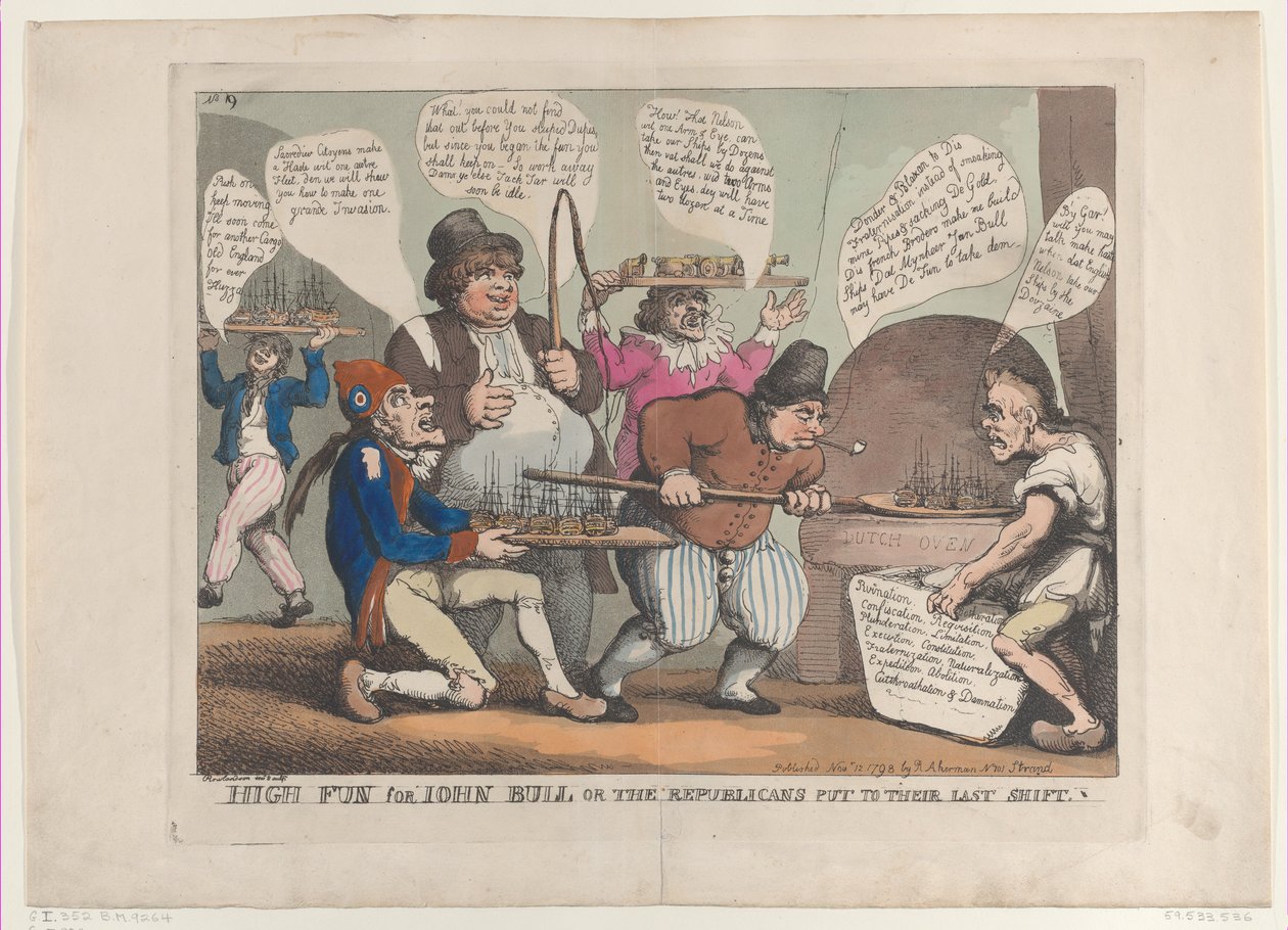 Hauskaa John Bullille eli republikaanien viimeiseen vaihtoon, marraskuu..., 12. marraskuuta 1798. tekijältä Thomas Rowlandson