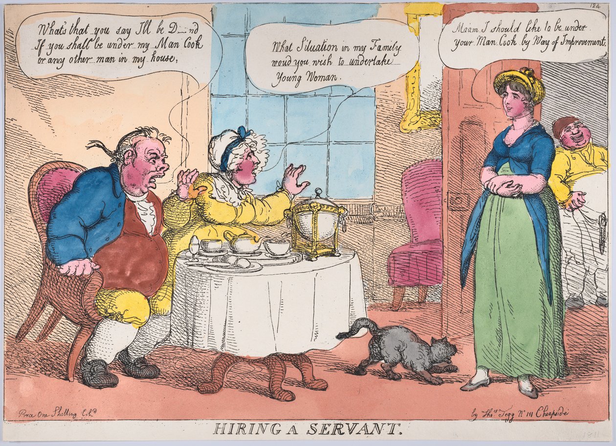 Palvelijan palkkaaminen, 1811, 1811. tekijältä Thomas Rowlandson