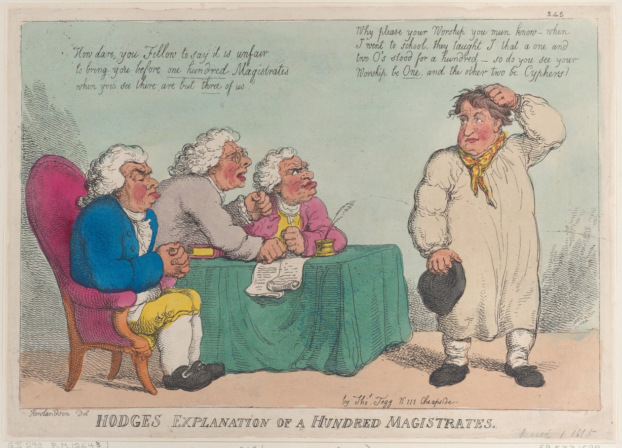 Hodgen selitys sadasta tuomarista, 1. maaliskuuta 1815, 1. maaliskuuta 1815. tekijältä Thomas Rowlandson