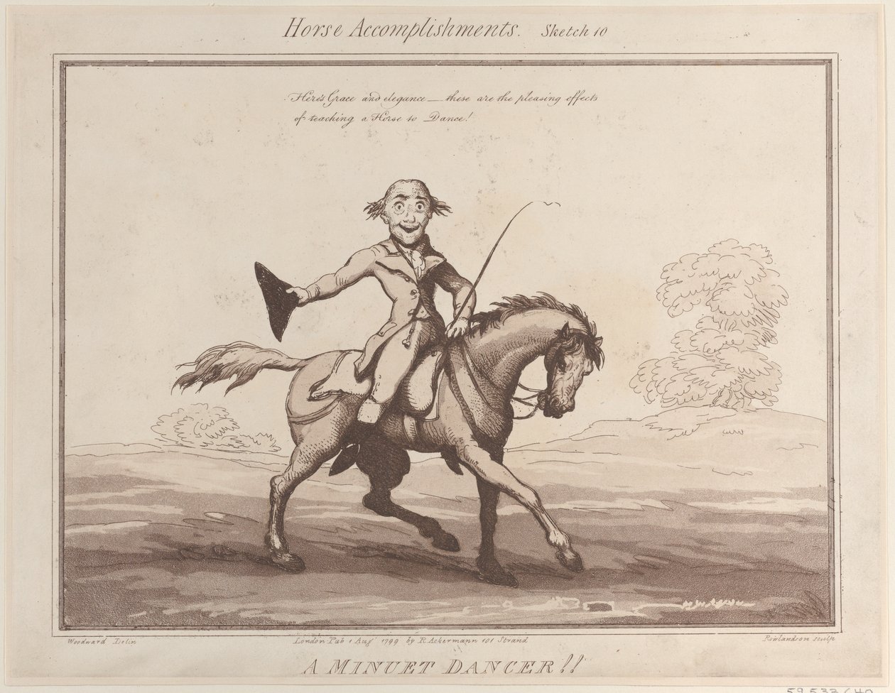 Horse Accomplishments, Sketch 10: A Menuet Dancer !!, 1. elokuuta 1799., 1. elokuuta 1799. tekijältä Thomas Rowlandson