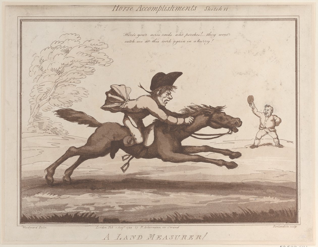 Horse Accomplishments, Sketch 11: A Land Measurer !!, 1. elokuuta 1799., 1. elokuuta 1799. tekijältä Thomas Rowlandson
