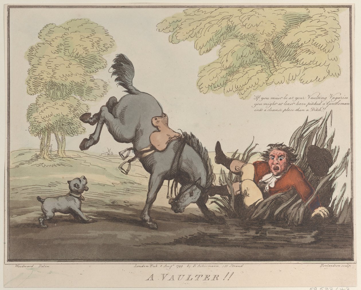 Horse Accomplishments, Sketch 12: A Vaultter !!, 1. elokuuta 1799, 1. elokuuta 1799. tekijältä Thomas Rowlandson
