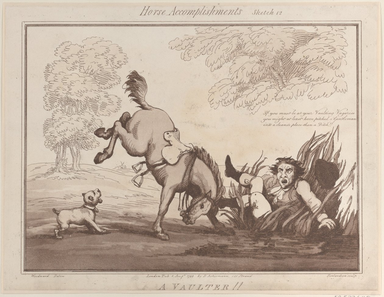 Horse Accomplishments, Sketch 12: A Vaultter !!, 1. elokuuta 1799, 1. elokuuta 1799. tekijältä Thomas Rowlandson