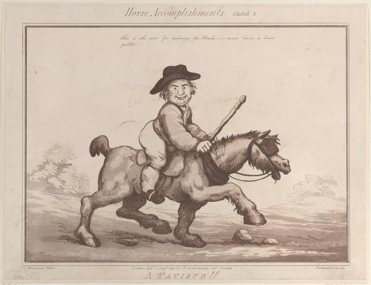Horse Accomplishments, Sketch 2: A Paviour !!, 1. elokuuta 1799, 1. elokuuta 1799. tekijältä Thomas Rowlandson