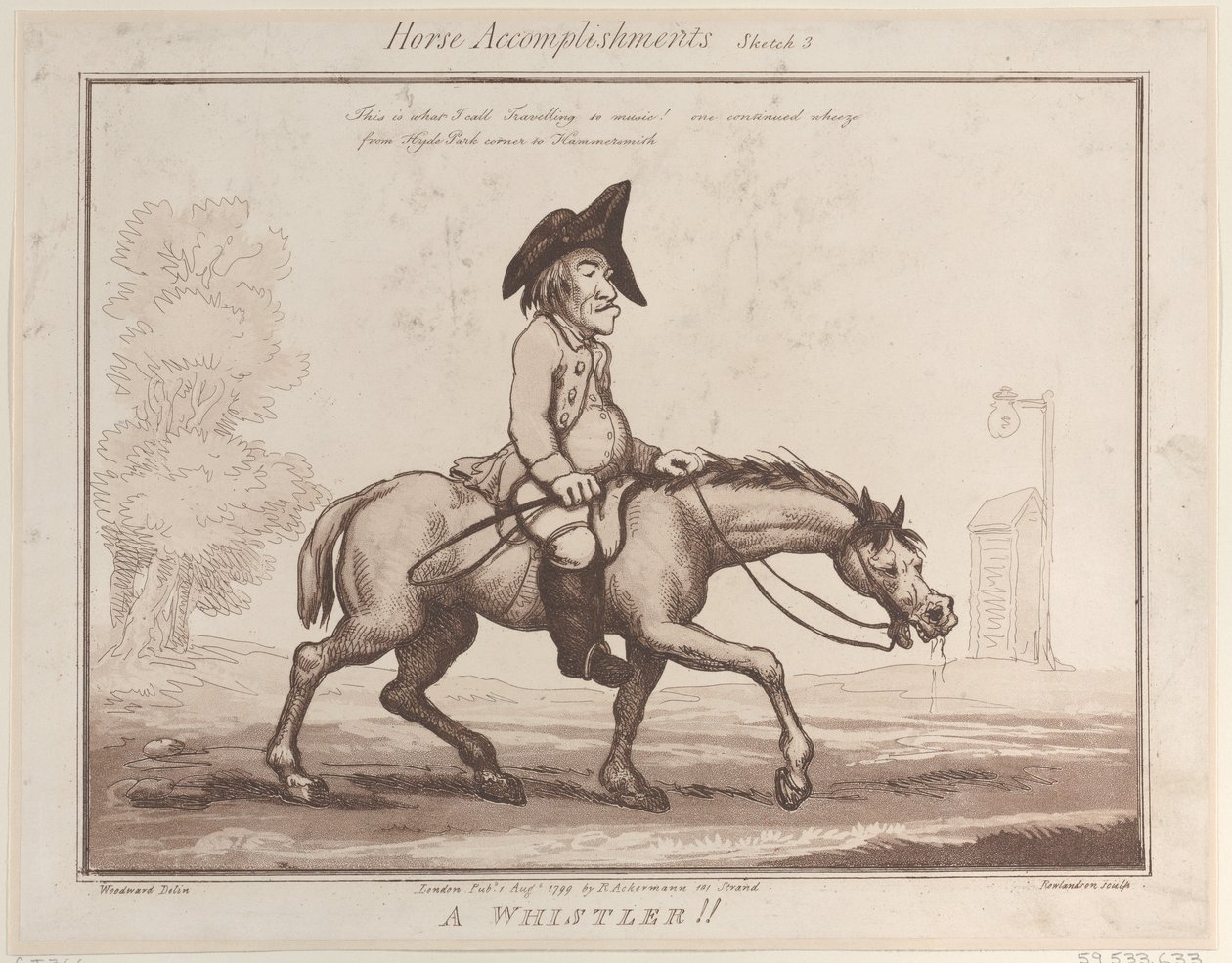 Horse Accomplishments, Sketch 3: A Whistler!!, 1. elokuuta 1799, 1. elokuuta 1799. tekijältä Thomas Rowlandson
