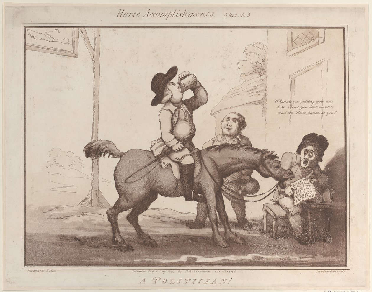 Hevossaavutukset, Sketch 5: A Politiccian!!, 1. elokuuta 1799., 1. elokuuta 1799. tekijältä Thomas Rowlandson