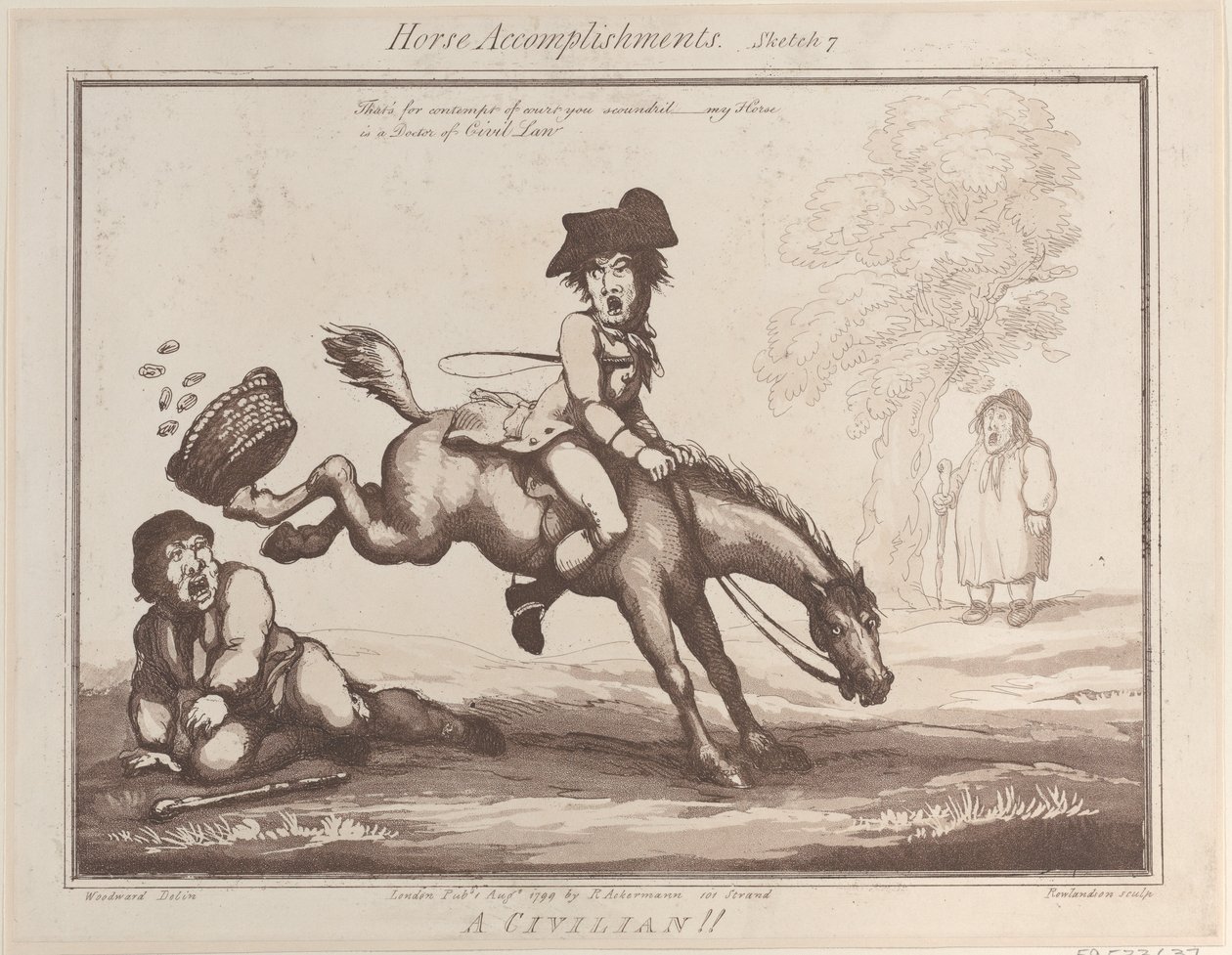 Horse Accomplishments, Sketch 7: A Civilian!!, 1. elokuuta 1799, 1. elokuuta 1799. tekijältä Thomas Rowlandson
