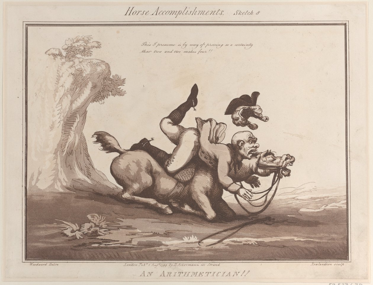 Horse Accomplishments, Luonnos 8: Aritmeetikko!!, 1. elokuuta 1799, 1. elokuuta 1799. tekijältä Thomas Rowlandson