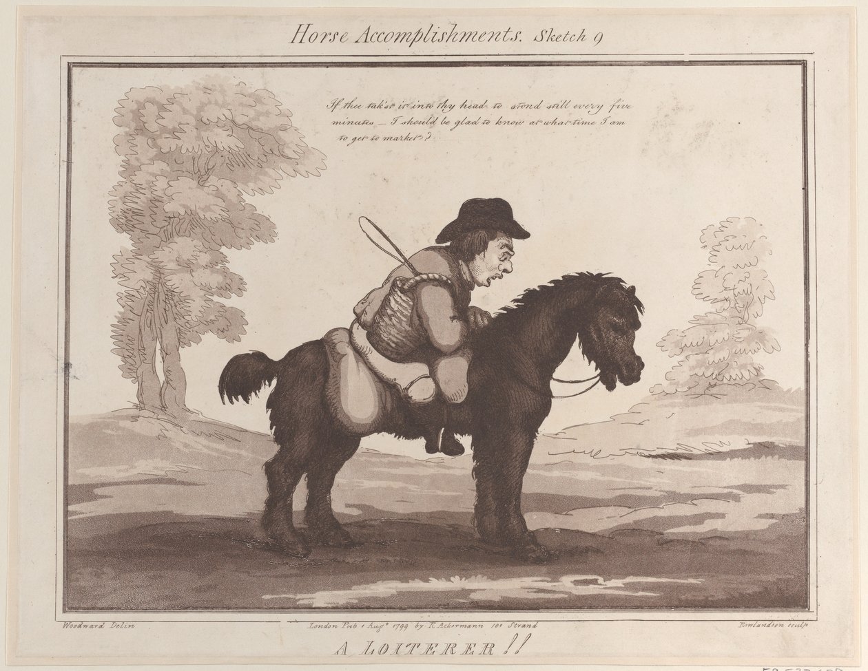 Horse Accomplishments, Sketch 9: A Loiterer!!, 1. elokuuta 1799, 1. elokuuta 1799. tekijältä Thomas Rowlandson