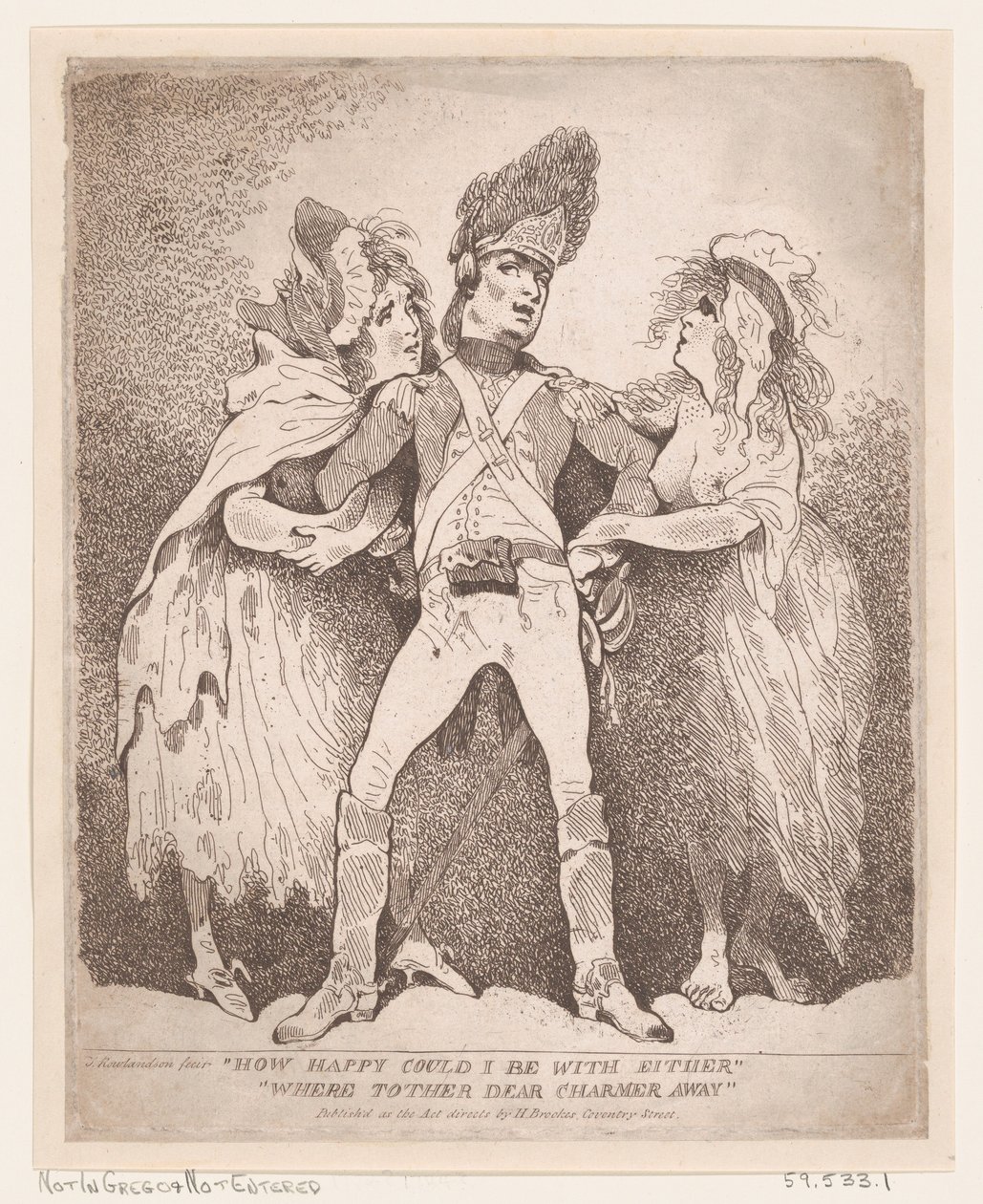 Kuinka onnellinen voisinkaan olla jommankumman kanssa, olisivatko muut rakas hurmuri poissa, [1784]., [1784]. tekijältä Thomas Rowlandson