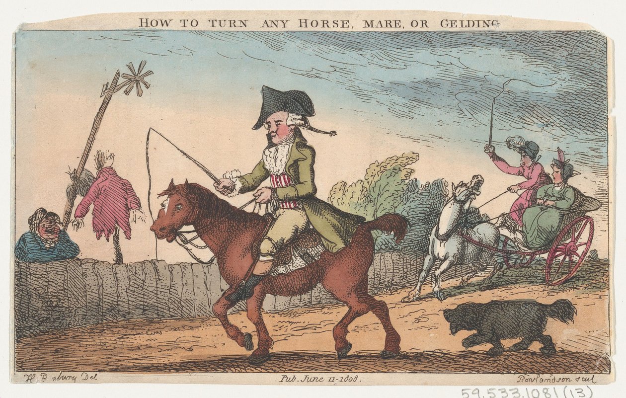 Kuinka kääntää mikä tahansa hevonen, tamma tai ruuna, 11. kesäkuuta 1808., 11. kesäkuuta 1808. tekijältä Thomas Rowlandson