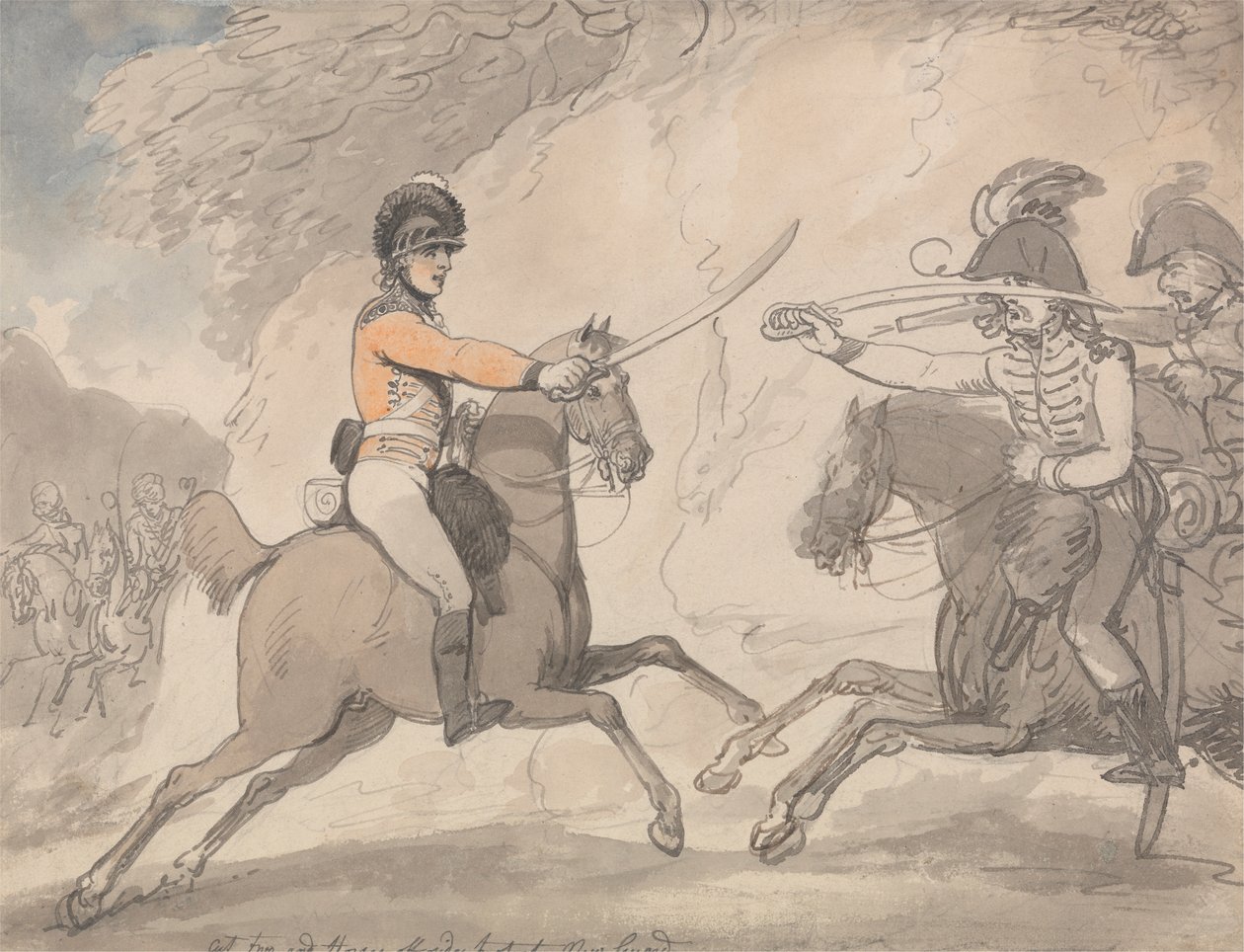 Unkarin ja Highlandin laajamiekkaharjoitus tekijältä Thomas Rowlandson