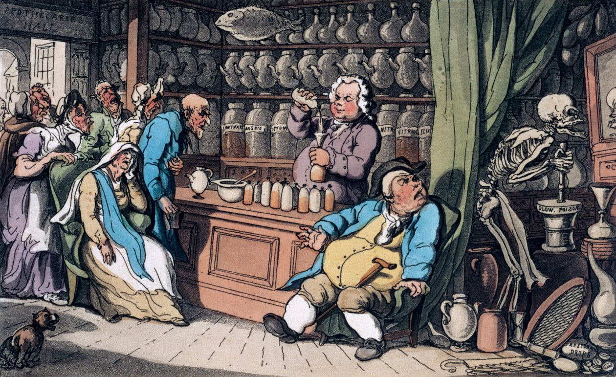 "Minulla on salainen taito parantaakseni jokaisen sairauden, jonka ihmiset kärsivät", 1814 tekijältä Thomas Rowlandson