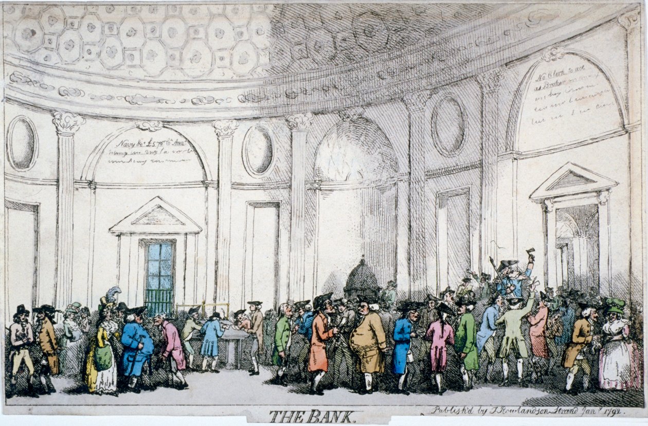 Sisäkuva Bank of Englandista, City of London, 1792. tekijältä Thomas Rowlandson