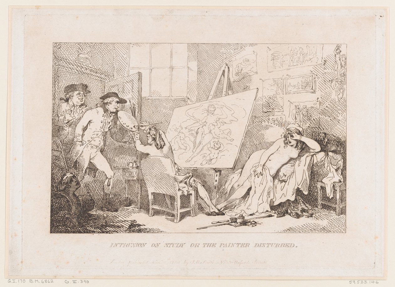 Opiskelun häiritseminen tai häiritty taidemaalari tekijältä Thomas Rowlandson
