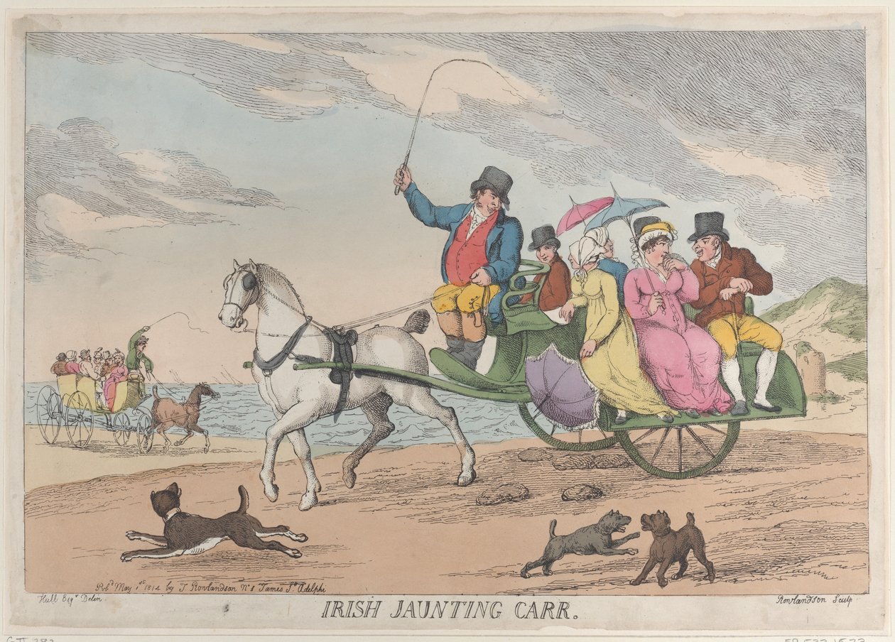 Irish Jaunting Car, 1. toukokuuta 1814, 1. toukokuuta 1814. tekijältä Thomas Rowlandson