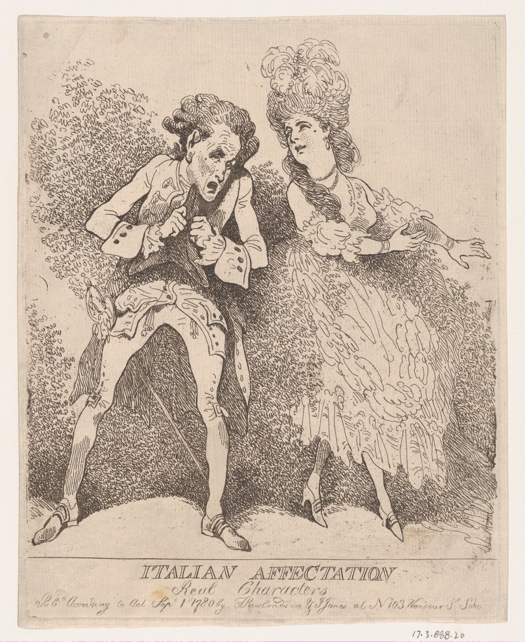 Italian vaikutelma, oikeat hahmot, 1. syyskuuta 1780, 1. syyskuuta 1780. tekijältä Thomas Rowlandson