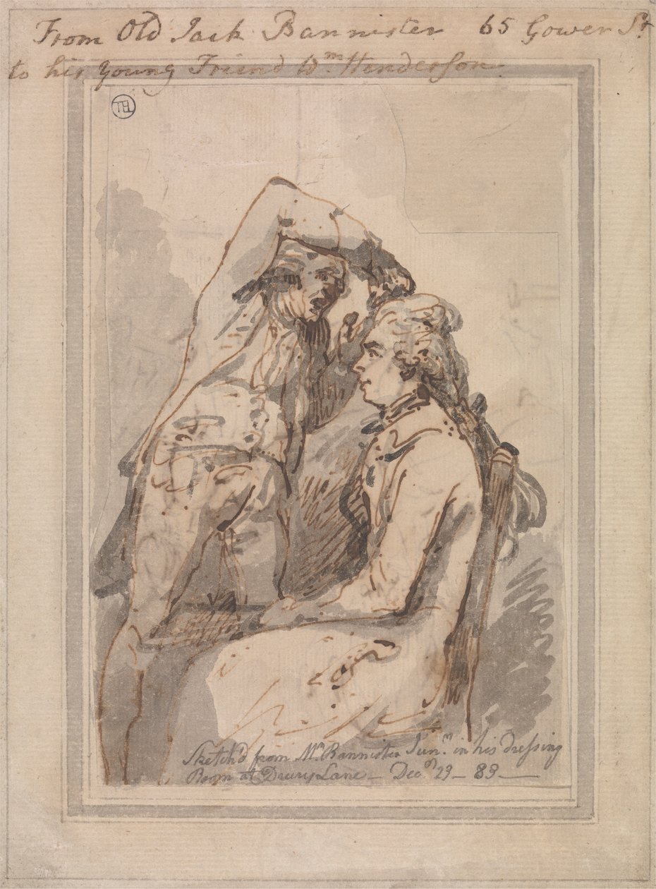 Jack Bannister pukuhuoneessaan tekijältä Thomas Rowlandson