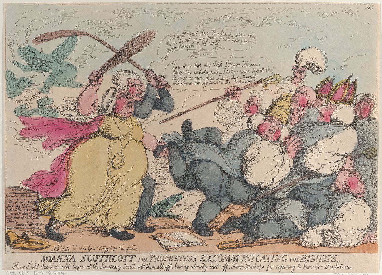 Joanna Southcott profeetta, joka erottaa piispat, 20. syyskuuta 1814, 20. syyskuuta 1814 tekijältä Thomas Rowlandson